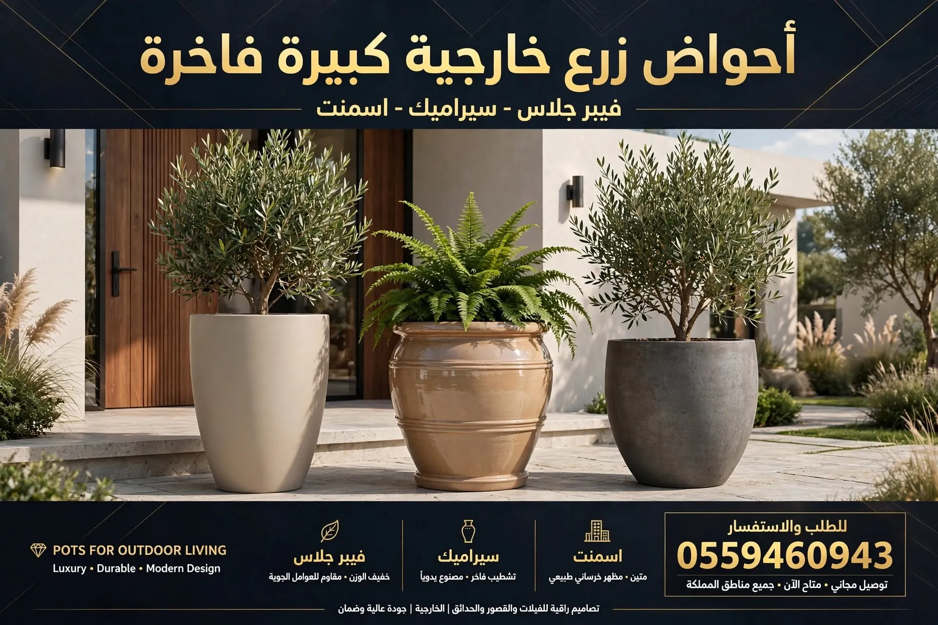 أحواض زرع خارجية كبيرة فاخرة
