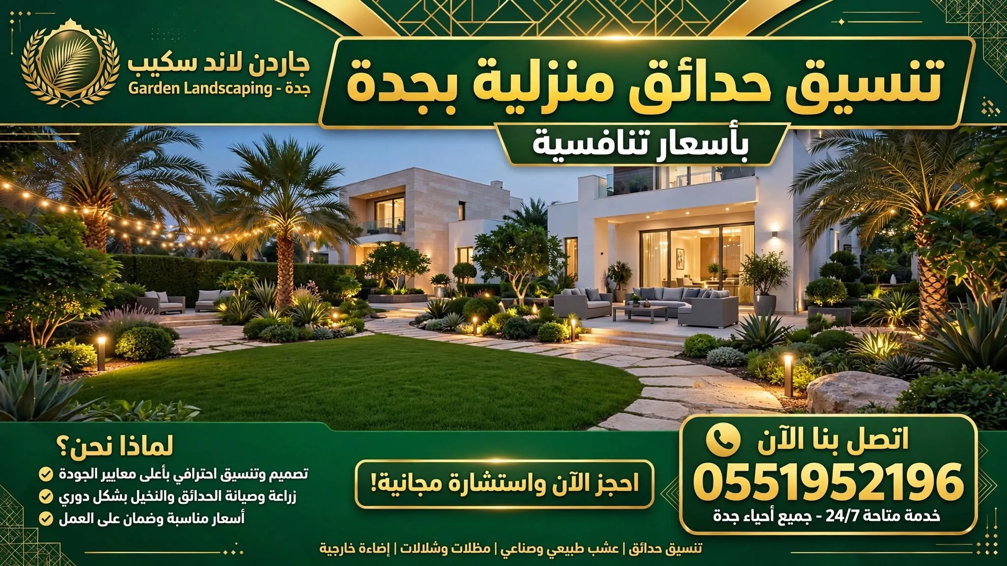 تنسيق حدائق منزلية بجدة