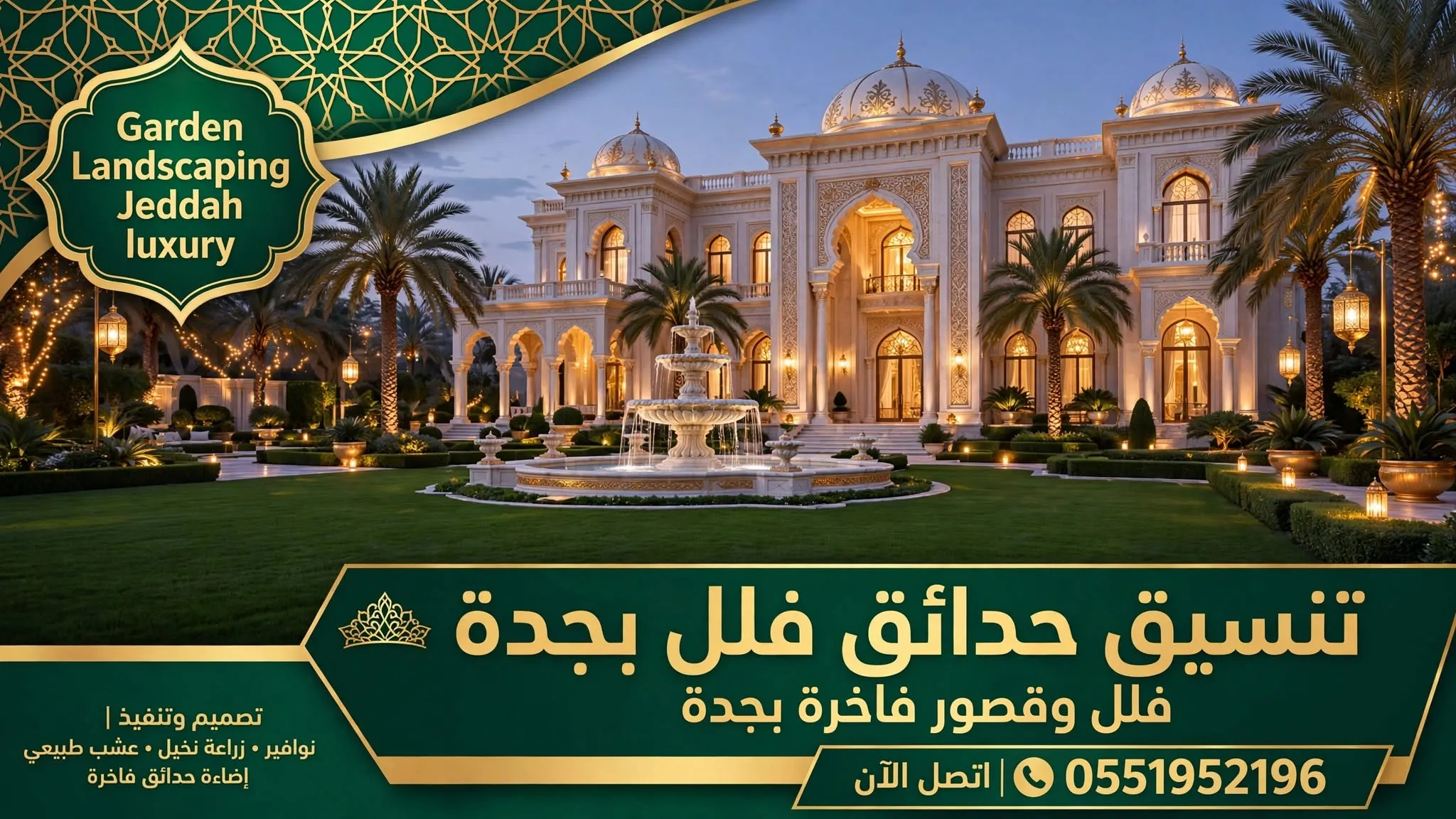 تنسيق حدائق فلل بجدة 0551952196 - تنسيق حدائق فلل وقصور فاخرة بجدة