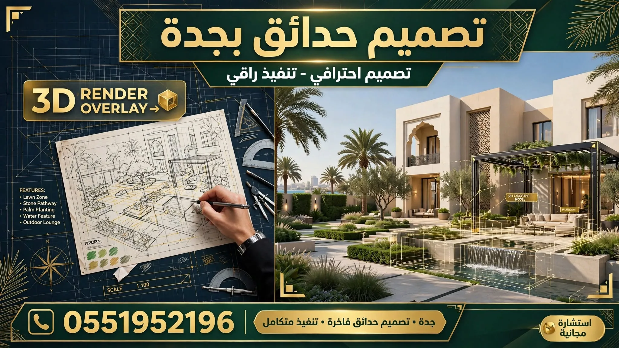 تصميم حدائق بجدة0551952196