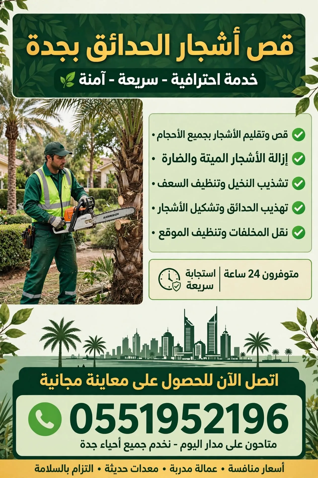 قص اشجار الحدائق بجدة